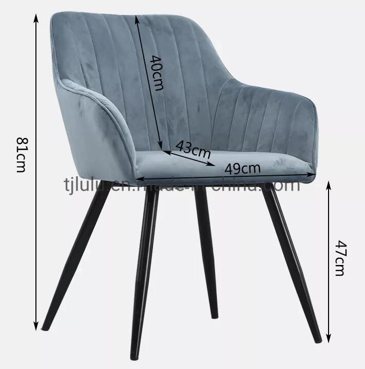 Wholesale Modern Luxury Room Furniture Nordic Velvet Metal Dining Chairs with Black Legs