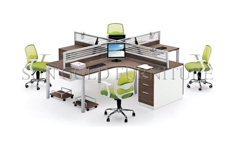 4-Person Staff Working Group Melamine Office Partition Desk (SZ-WST641)