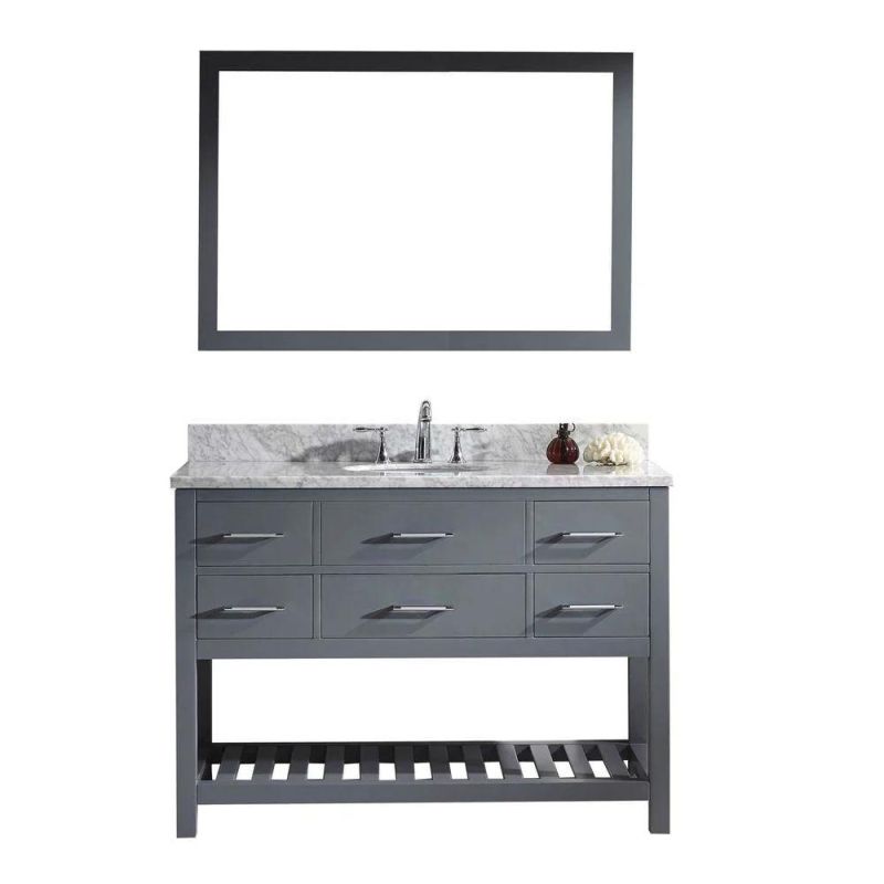 Classic 60 Inch Gray Single Solid Wood Bathroom Sink and Cabinet Combo