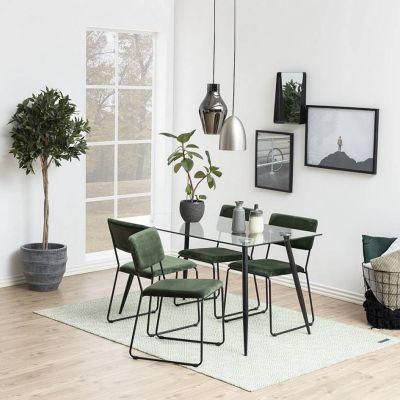 Leisure Fabric Seat Lounge Combination Chairs Morden Classic Glass Top Dining Table and Chairs