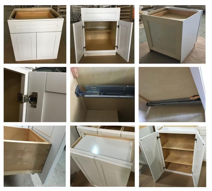 Ice-White Shaker Kitchen Cabinets with Plywood Case Solid Wood Door