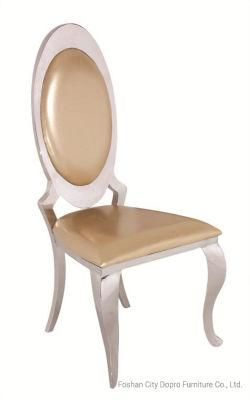 Champagne Gold Dining Chair with Stainless Steel Silver Frame