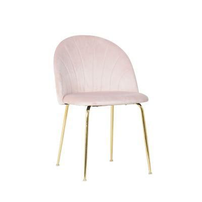 MID Century Modern Furniture Upholstery Restaurant Dining Pink Velvet Chair with Gold Legs