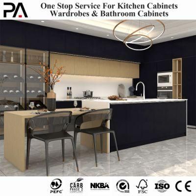 PA Furniture Black Laminate Handles Detached China Cheap Modern Kitchen Cabinet