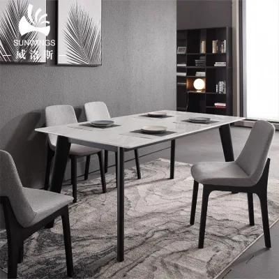 Nordic Ash Solid Wood Frame with MDF Top Dining Table for Living Room