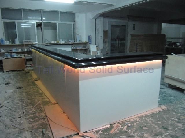 Black Counter Top White Side Solid Surface Bar Counter