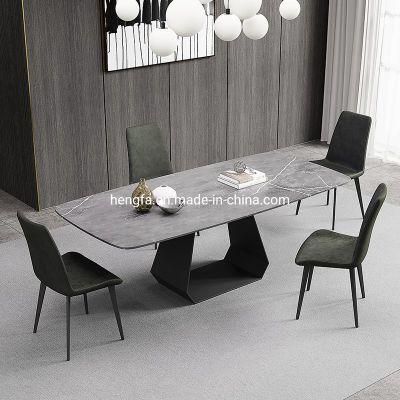 Factory Industrial Kitchen Furniture Luxurious Stainless Steel Marble Dining Table