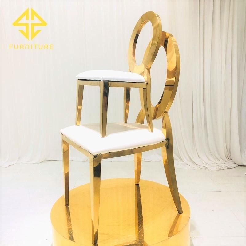New Luxury Furniture Stainless Steel Gold Wedding Round Back Dining Chair