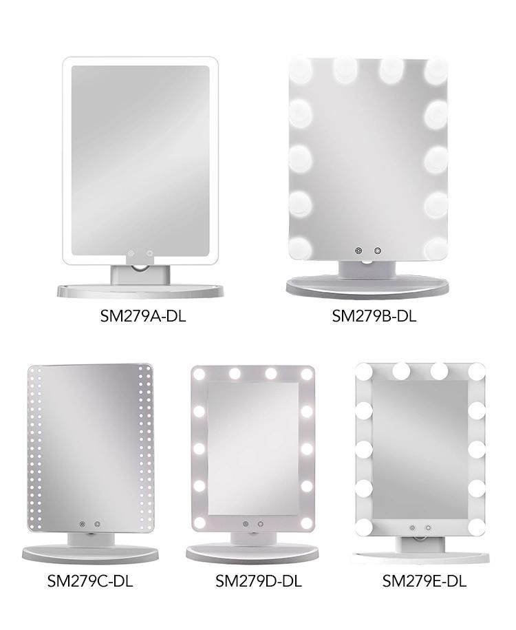 Square Lighted LED Table Makeup Compact Mirrors Wholesale