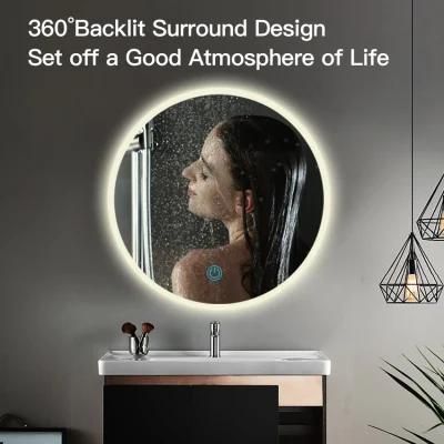 Round Bathmirrors Modern Smart Frameless Bathroom Vanity LED Mirror Anti-Fog Mirror