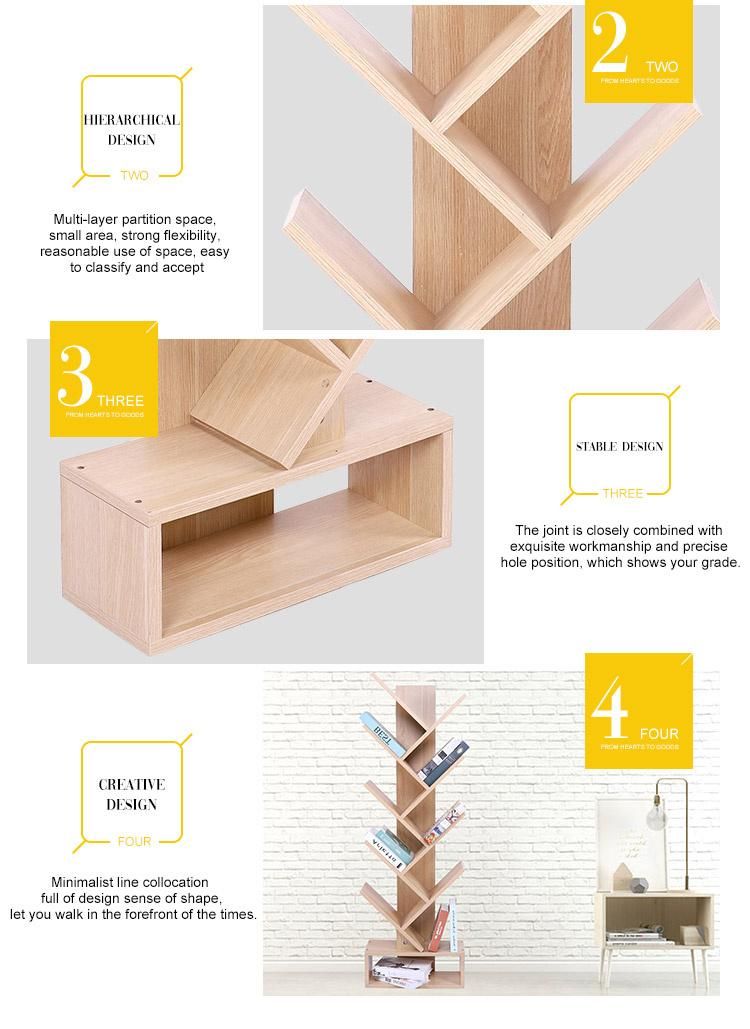 Wholesale High Quality Tree Shaped Modern Wood Book Shelf Cheap Tree Bookshelf