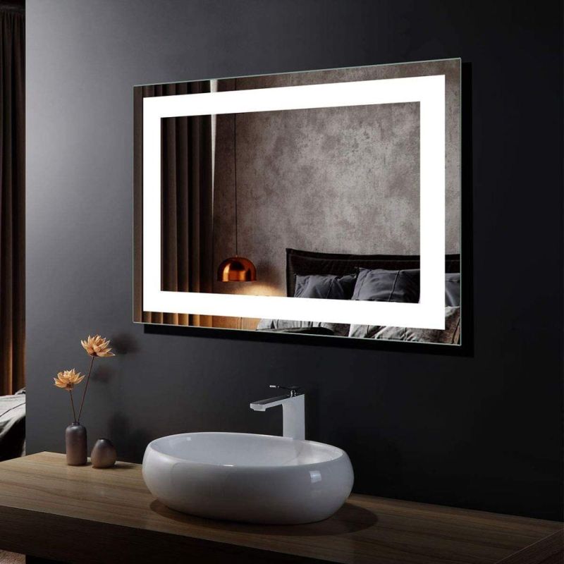 LED Backlit Mirror for Home Decoration Bathroom Make-up Wall Mounted Mirror with Touch Sensor & Anti-Fog