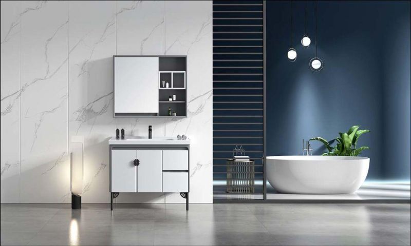 Hangzhou Factory Supplier Contemporary Waterproof Wall Mounted PVC Bathroom Cabinet with Mirror