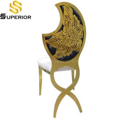 Customized Wedding Event Leather Special Chairs with Crescent Flower Back