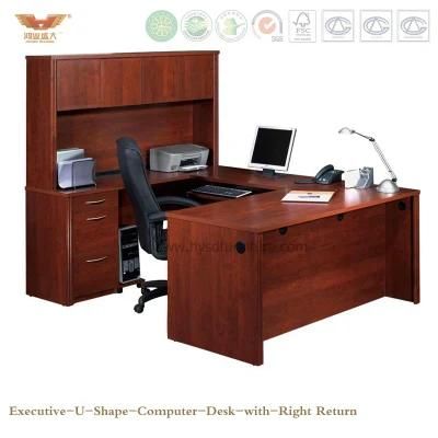 Hot Sale Office U Shape Curved Office Computer Desk Table Furniture with Right Return Hutch (HY-U01)