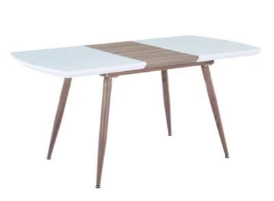 Nordic Design Home Restaurant Banquet Furniture Extendable MDF Matte Painting Steel Dining Table