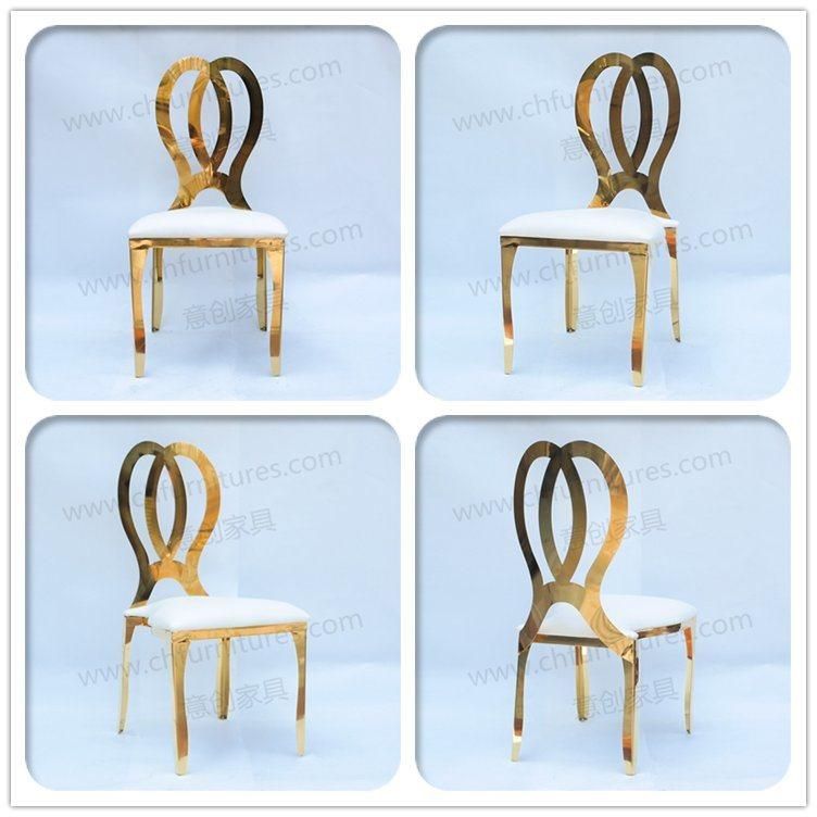 Stainless Steel Stackable Gold Banquet Chairs with White Cushion Yc-Zs39