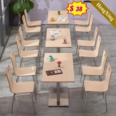 Light Wood Color Modern Simple Design Restaurant Student Furniture Wooden Square Dining Table with Chair