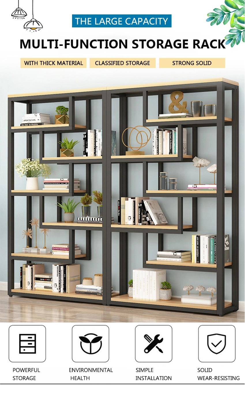 Modern Library Bookcase Display Shelf Kids Bedroom Iron Frame Bookshelf