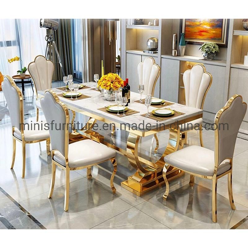 (MN-DT629) Home Modern Simple Marble/Slap Top Dining Table Furniture