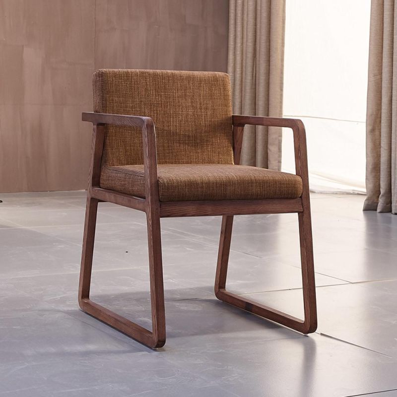 Wooden Dining Chair with Armrest in Modern Style