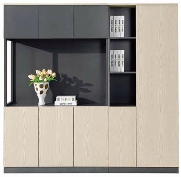 Industrial White Oak Modern Modular Office File Bookcase