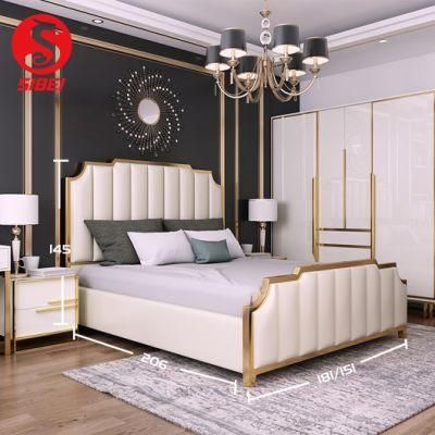 Luxury Nordic Beauty Modern King Size Wooden Bed Frame with Storage Supplier
