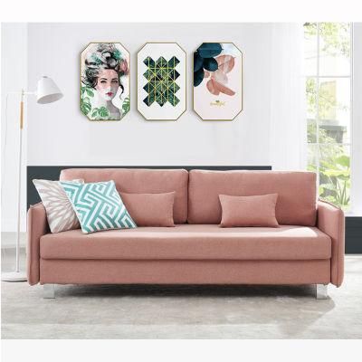 Ajustable Modern Pink Functional Living Room Fabric Sofa
