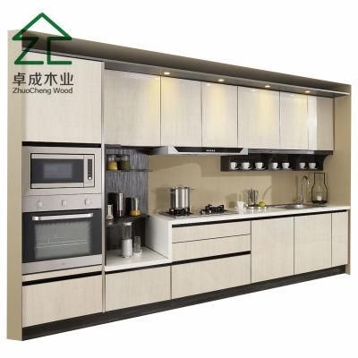 Beige Color MDF PVC Kitchen Cabinet with PP Feet