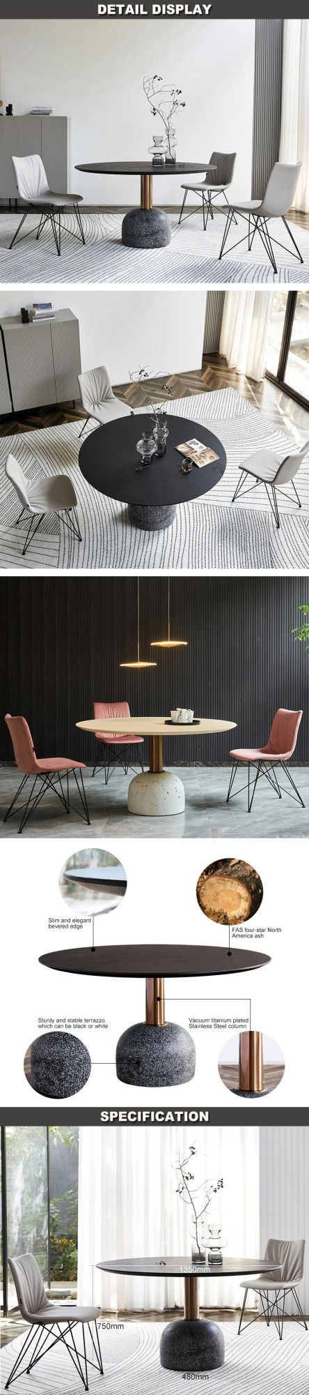 Modern Natural Ash Wooden Furniture Wood Table Top Round Dining Table