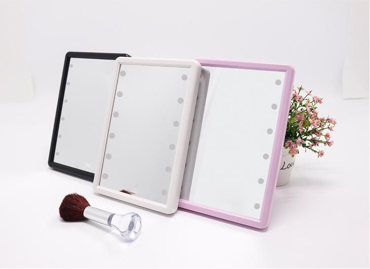 Square Plastic Folding Makeup Mirror LED Lighted Standing/Wall Hanging Mirror