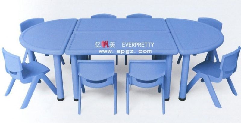 Blue Plastic 4 Table Collaborated School Children Table and Chair Set Furniture of Playing and Study