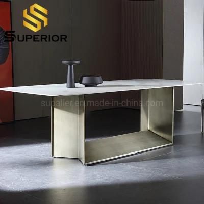 2020 New Design Italian Style Gold Stainless Steel Dining Tables
