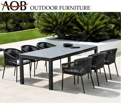Modern Home Patio Garden Hotel Resort Outdoor Restaurant Dining Table Rope Chair Set Furniture