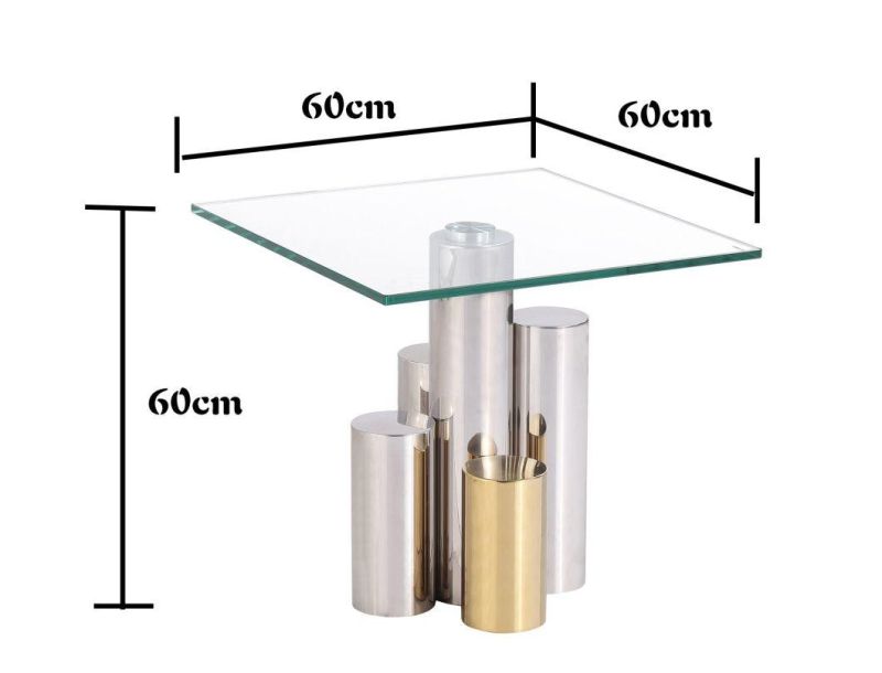 Antique Rectangle Gold and Silver Stainless Steel Table Furniture Glass Top Clear Dining Table for Dining Room Furniture