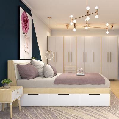 Modern Wooden Bedroom Furniture Multi-Functional Bed with Storage Cabinet