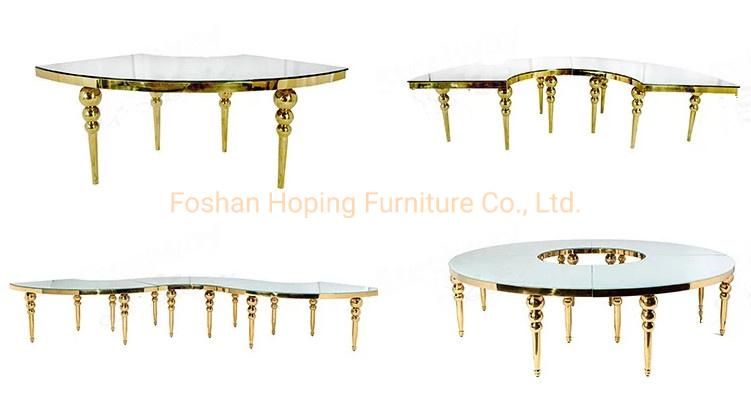 Triangle Cake Table Banquet Wedding Marble Top Golden Metal Base Round Dining Table