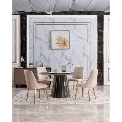 Modern Luxury Restaurant Dining Room Furniture Set Sintered Stone Round Dining Table