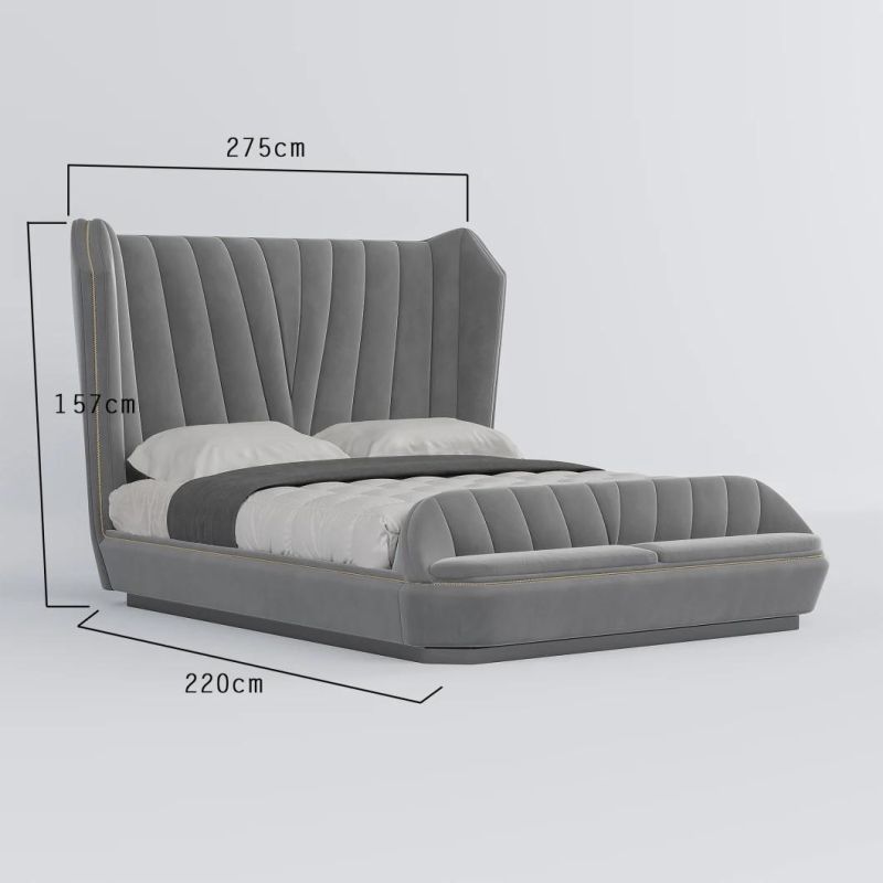 High End Quality Contemporary Coffee Color Bedroom Furniture Italian High Headboard Fabric Sofa Bed