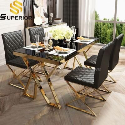 Home Dining Room Furniture Golden Metal Frame Dining Table