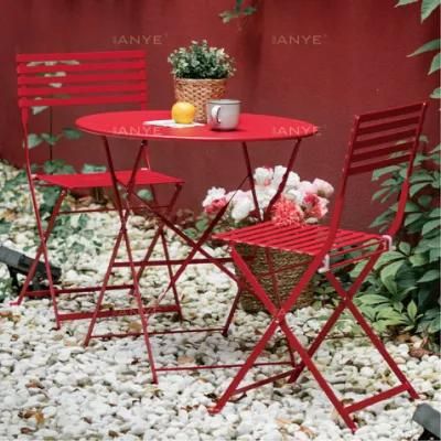 Modern Backyard Steel Furniture Rust Resistant Foldable Tea Table and Chair Outside Furniture