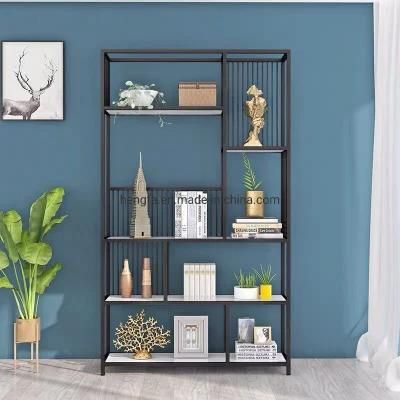 Modern Library Bookcase Display Shelf Kids Bedroom Iron Frame Bookshelf