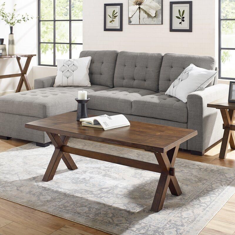 All Solid Wood X-Design Brown Coffee Table Living Room Furniture