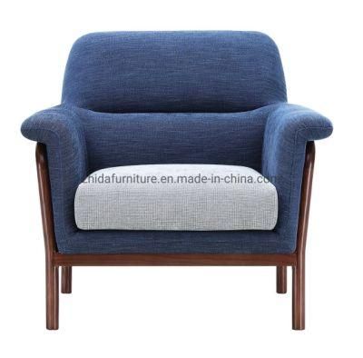 Home Furniture Blue Fabric Wooden Frame Living Room Chair