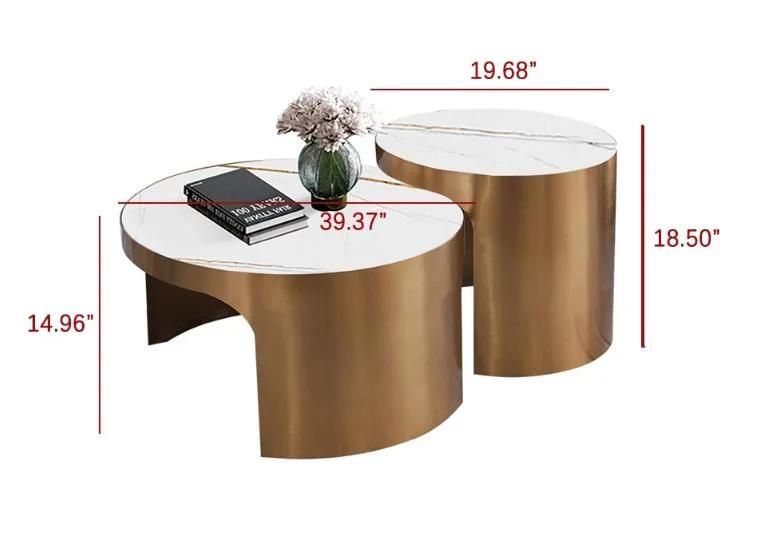 High Quality Modern Luxury Natural Marble Stainless Steel Coffee Table for Home Party Villa Hotel 007s