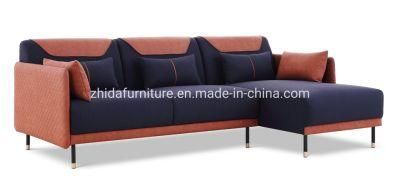 Modern Design L Shape Metal Legs Fabric Living Room Sofa
