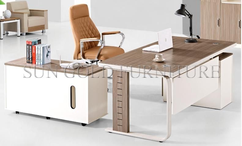 Simple Style White Black L Shape Corner Boss Office Desk