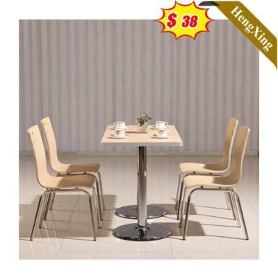 2022 Hot Sell Latest Style Restaurant School Furniture Square Wooden Dining Table with Chair Metal Base