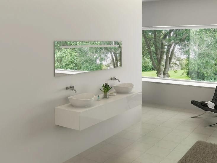 China Factory Modern Light Luxury Wall Mount Bathroom Vanity Double Sinks with Ceramic Basin & LED Mirror