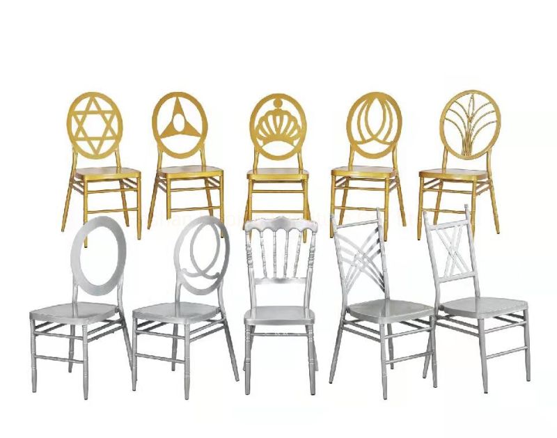Golden Metal White Leather Outdoor Party Hotel Room Chair Luxury Gold Banquet Restaurant Dining Furniture Stainless Steel Wedding Chair